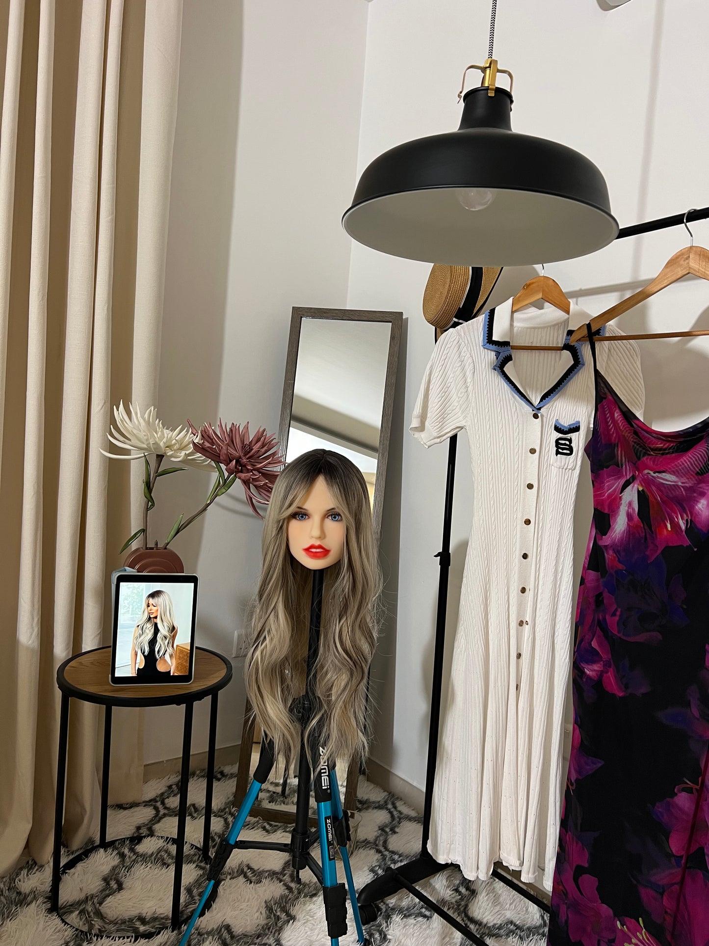 Big Wavy Ombre Gray Gradient Synthetic Wig