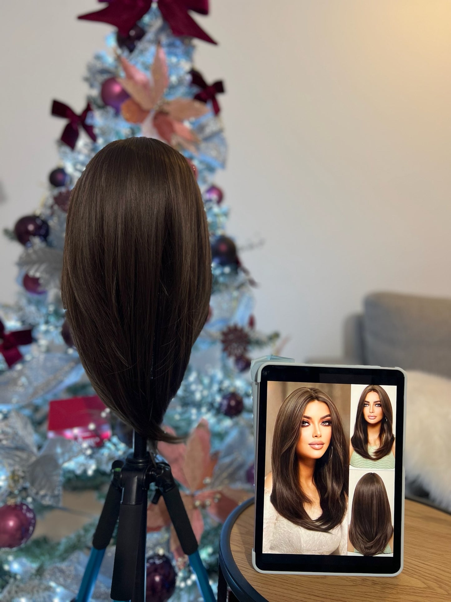 Natural Brown Long Straight Hair Layered Wig
