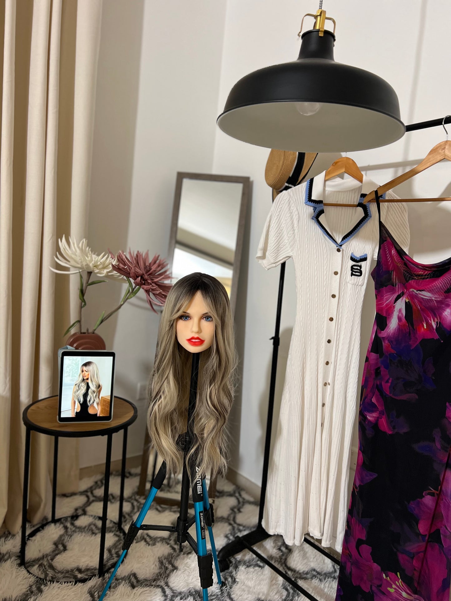 Big Wavy Ombre Gray Gradient Synthetic Wig