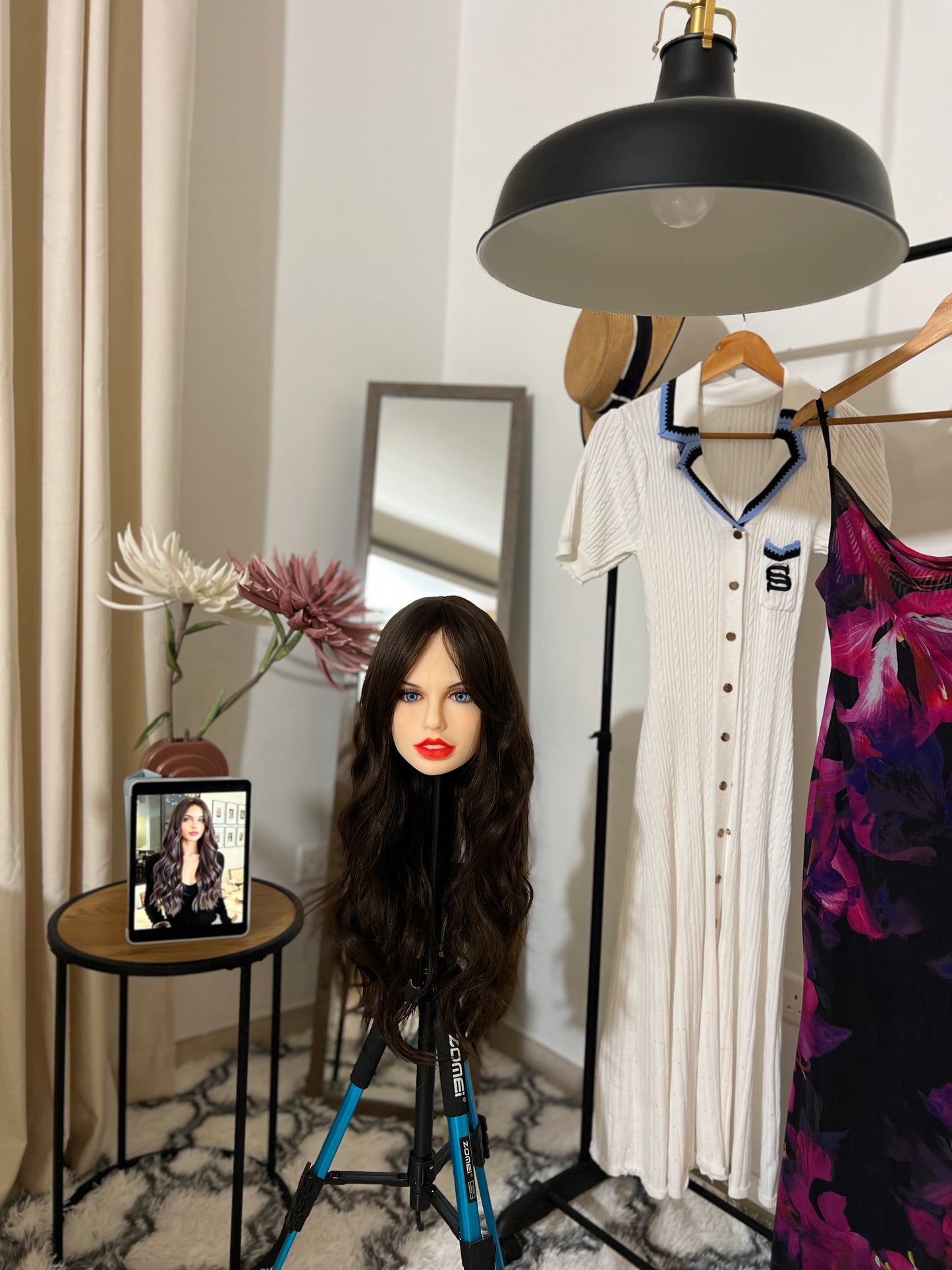 Long Wavy Brown Wig With Bangs