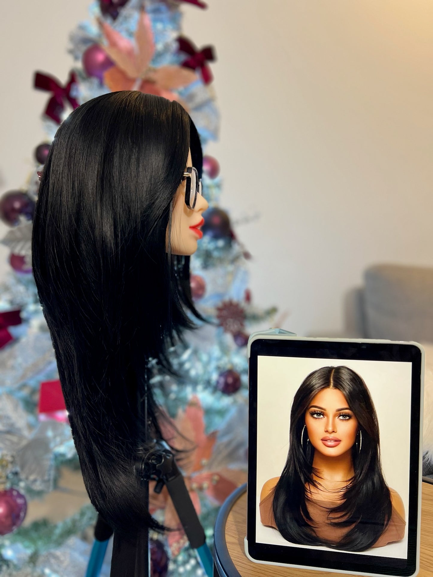 Natural Black Long Straight Hair Layered Wig