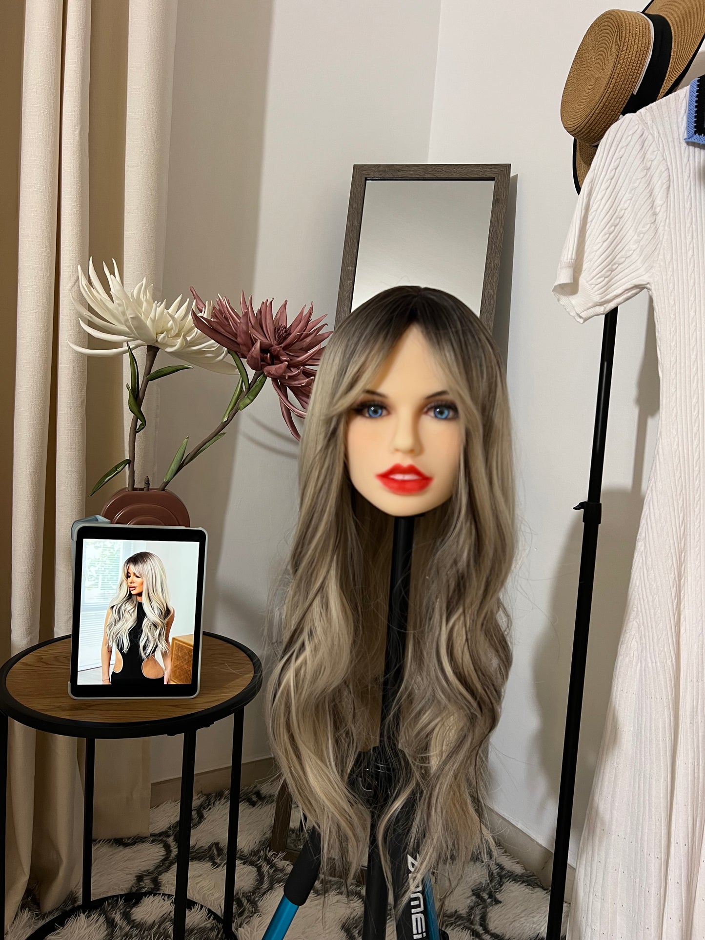 Big Wavy Ombre Gray Gradient Synthetic Wig