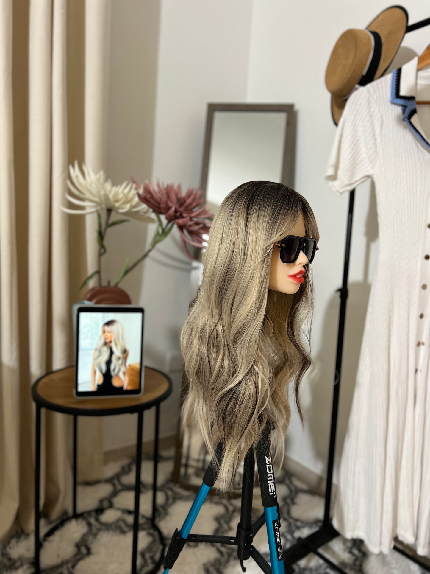 Big Wavy Ombre Gray Gradient Synthetic Wig