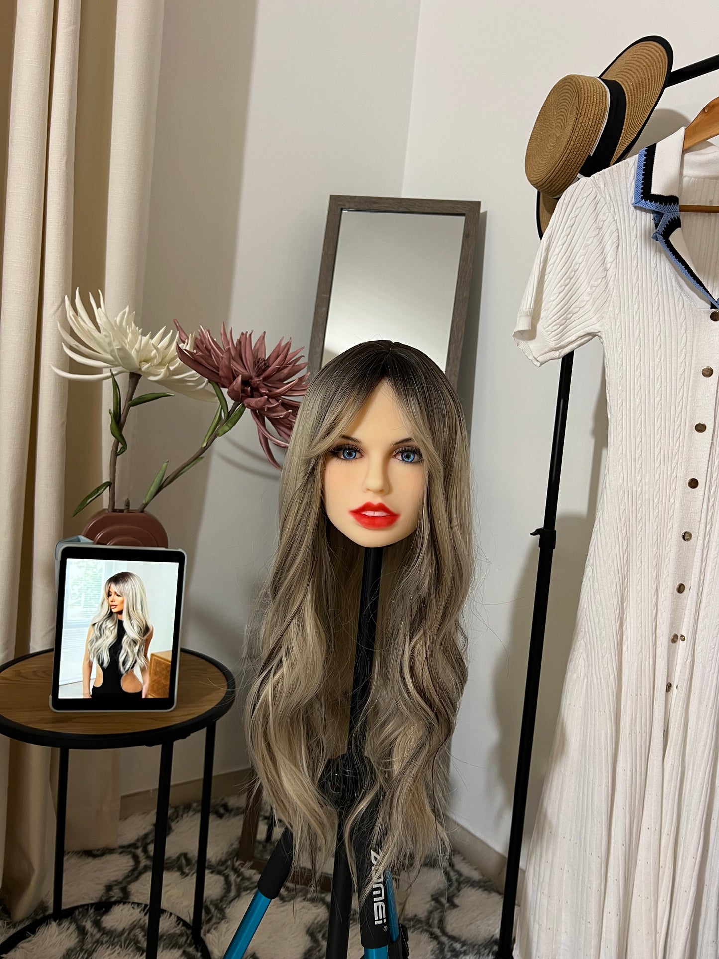 Big Wavy Ombre Gray Gradient Synthetic Wig