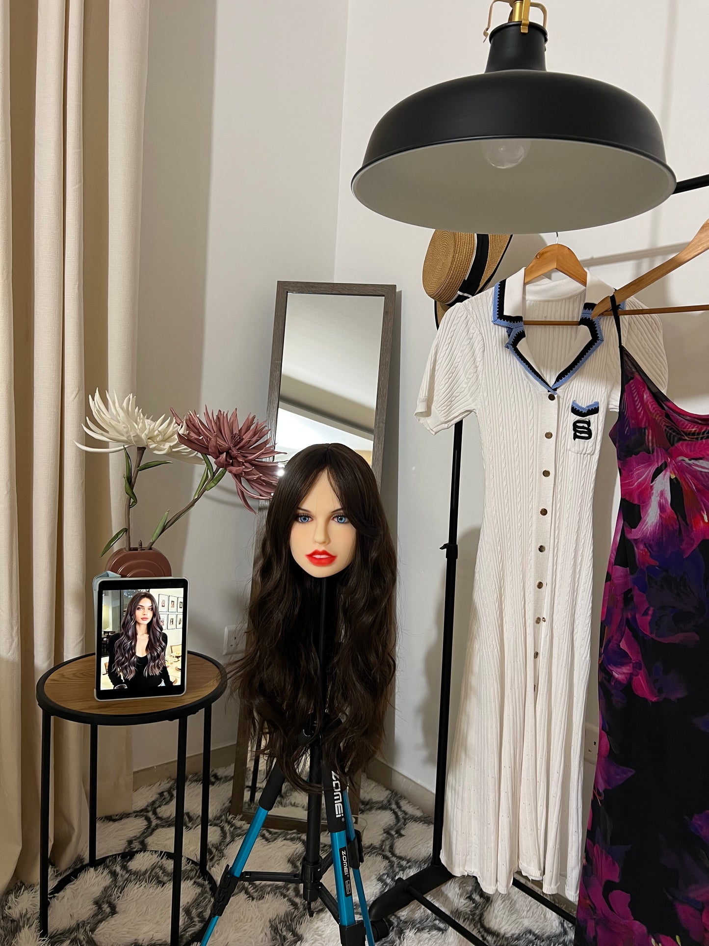 Long Wavy Brown Wig With Bangs