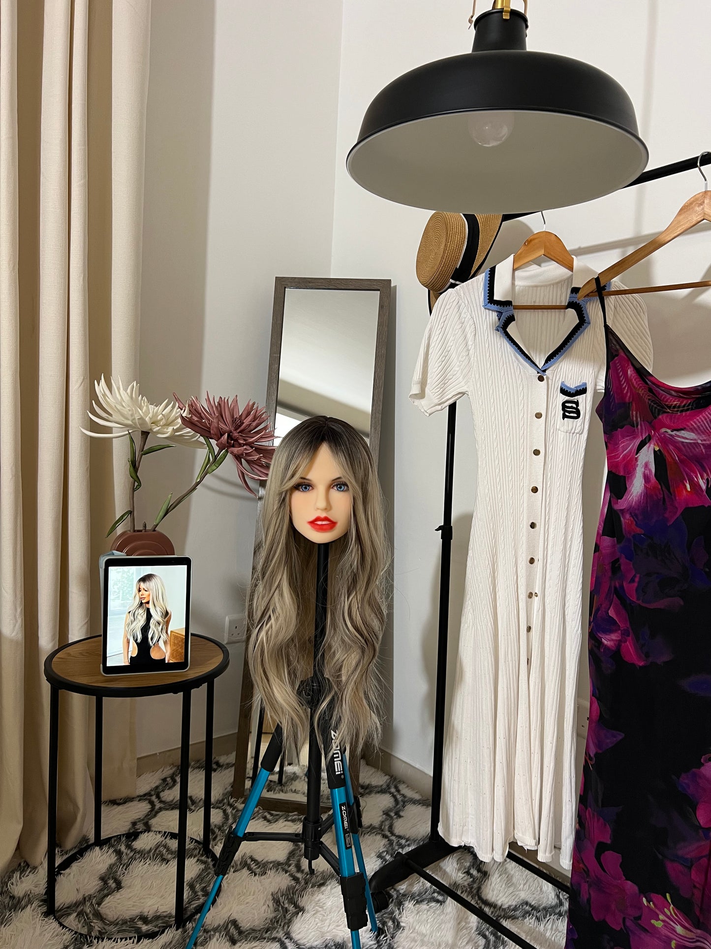 Big Wavy Ombre Gray Gradient Synthetic Wig