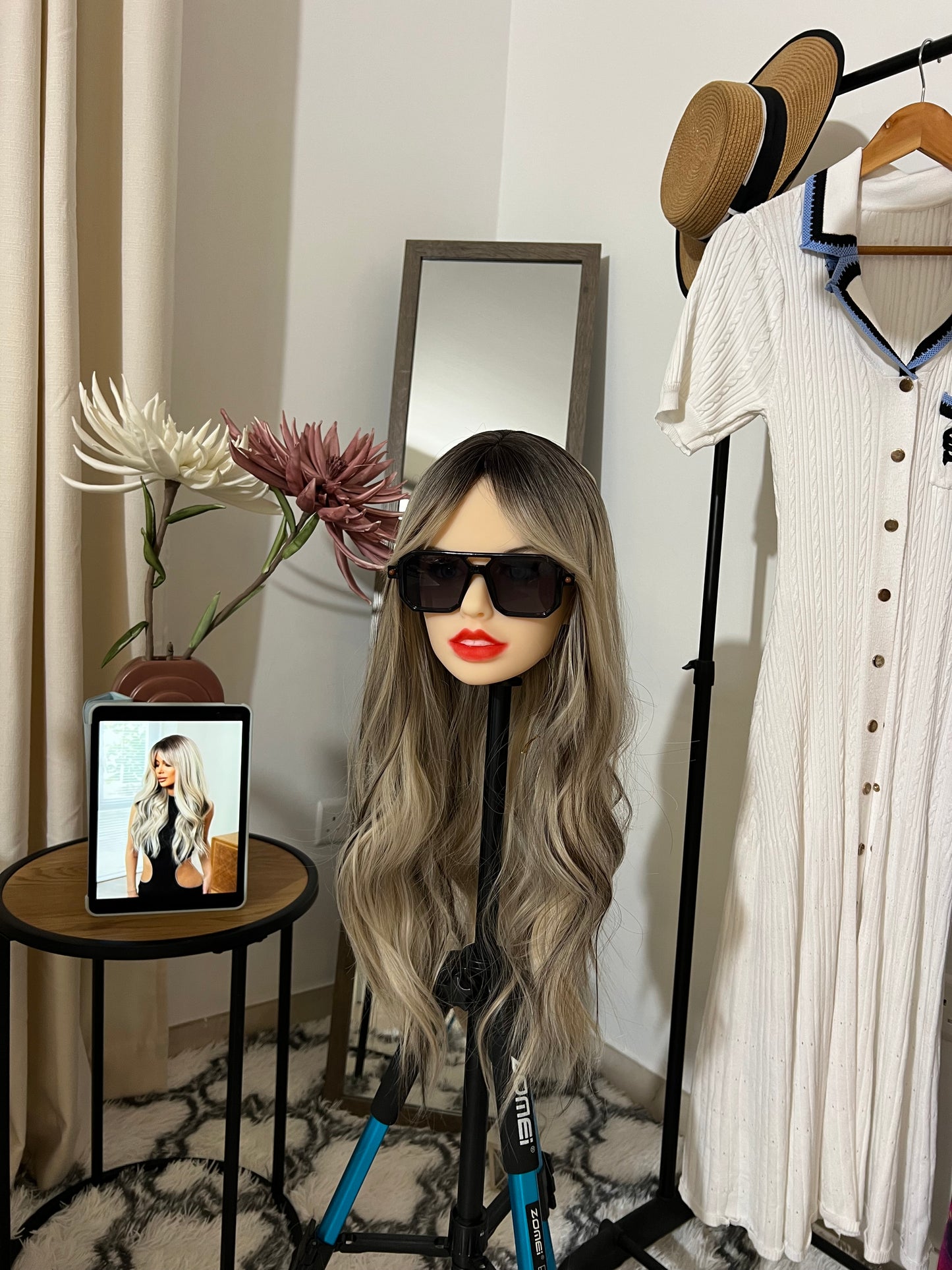Big Wavy Ombre Gray Gradient Synthetic Wig
