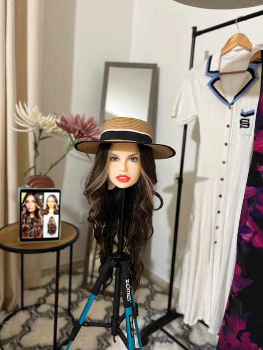 Natural Sexy Long Wavy Brown Highlighted Blonde Wig